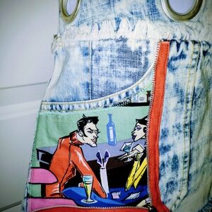 Ultra Rare Short Denim Mini Skirt VM Jeans Italy Unique Graphic Design
